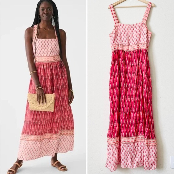 Faherty LARGE Gracie pink linen sleeveless maxi dress Dresses